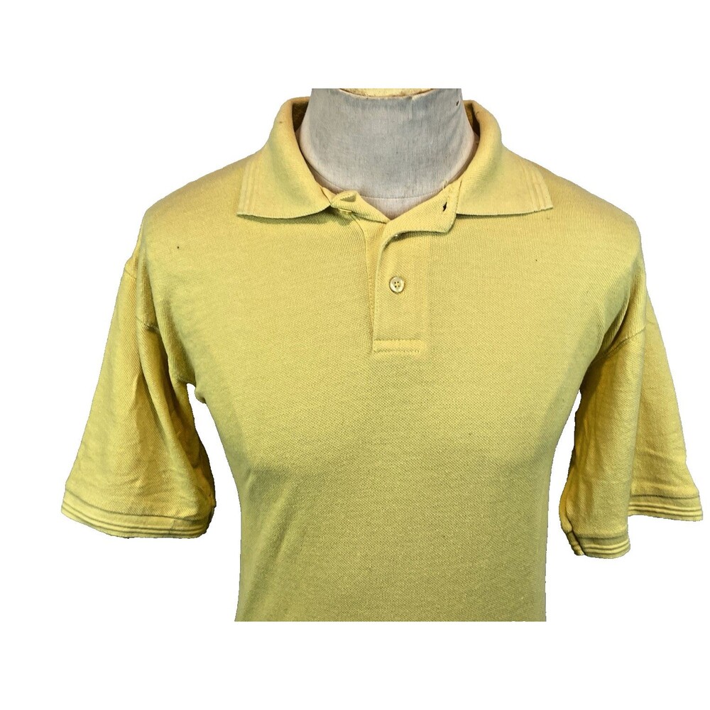 Mens George Martin Yellow Cotton Blend SS Polo Golf Casual Shirt sz M